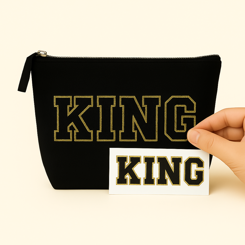 Kulturtasche mit Wunschtext Schwarz – DIY oder fertig – Queen/King/Mama/Papa/Set