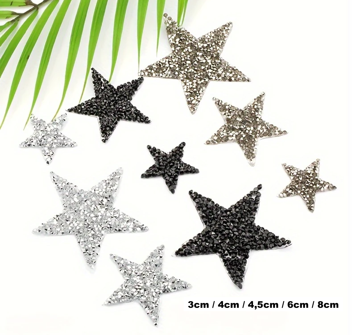 3cm Strass Stern Glitzer AB Patches zum Aufbügeln DIY Bügelbild für Kleidung
