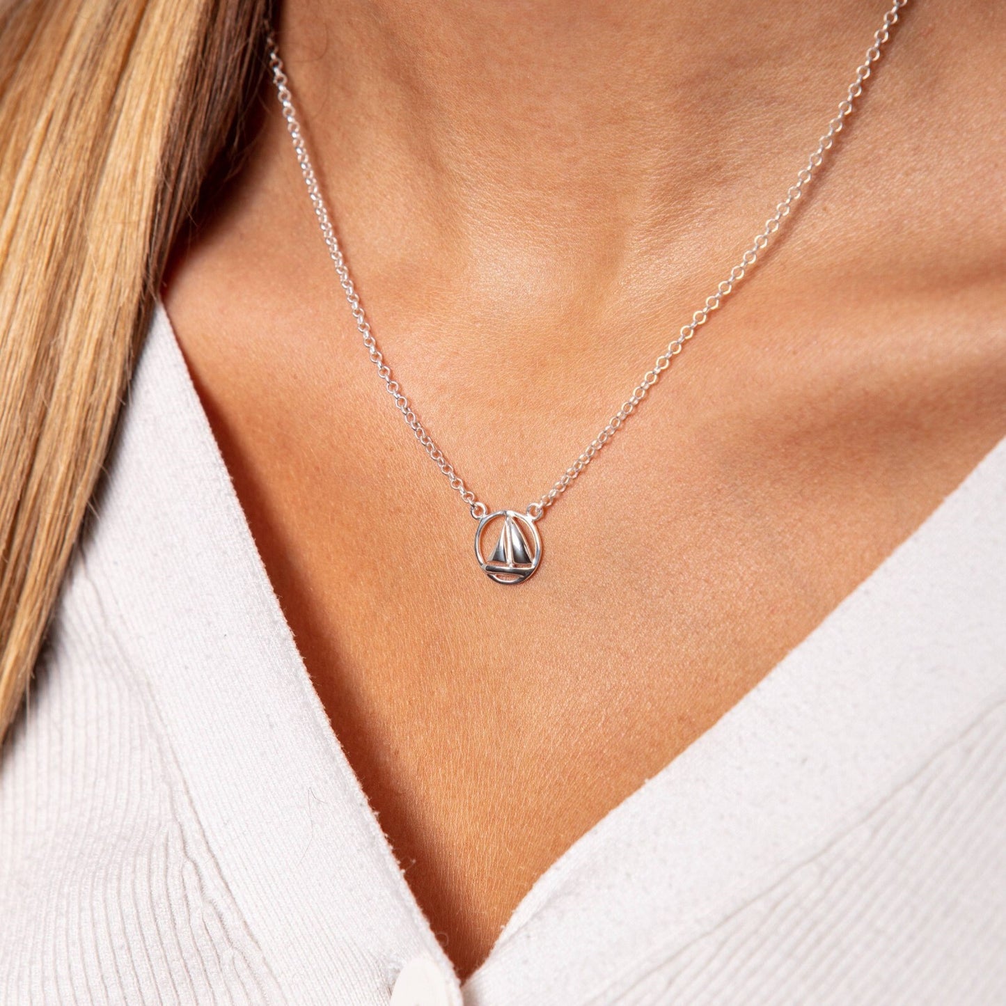 DUR 925 Silber Schmuck Kette "Ahoi" Segelschiff K2556