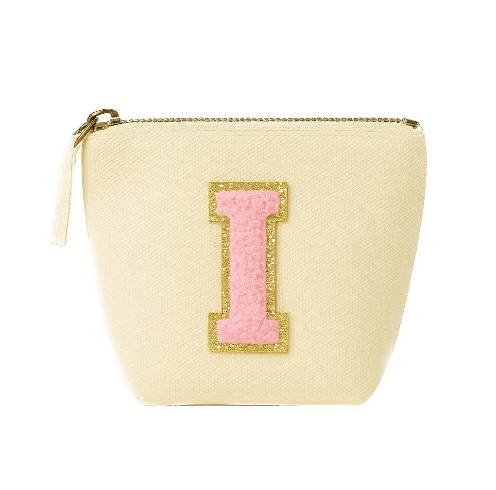 Kosmetiktasche S Beige • DIY Initiale Rosa A–Z zum Kleben • Reise & Geschenkidee