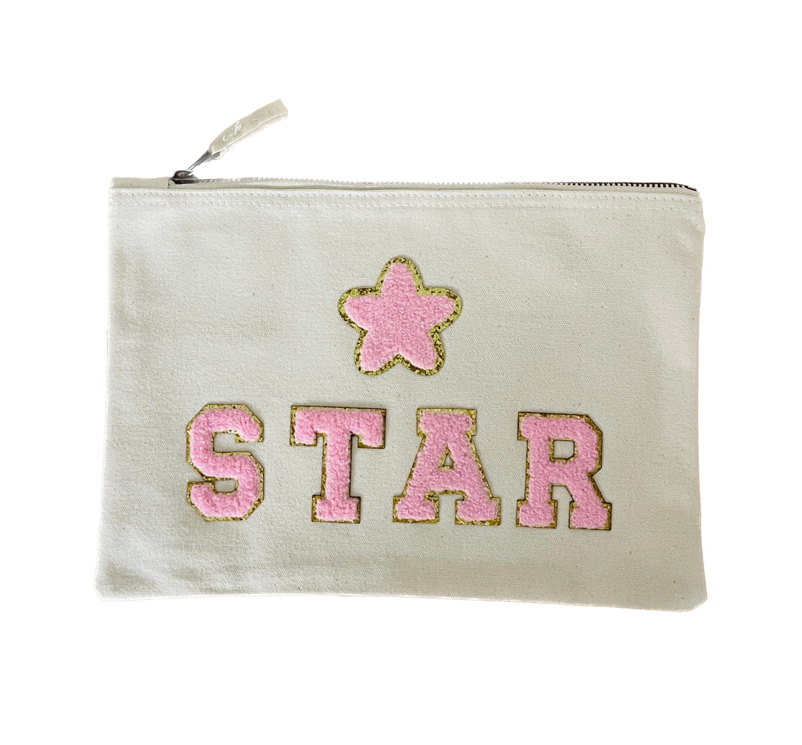 DIY Clutch mit Schriftzug STAR – Beige Tasche L Stern & Strahlkraft Geschenkidee
