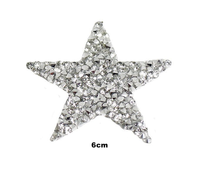 6cm Strass Stern Glitzer AB Patches zum Aufbügeln DIY Bügelbild für Kleidung