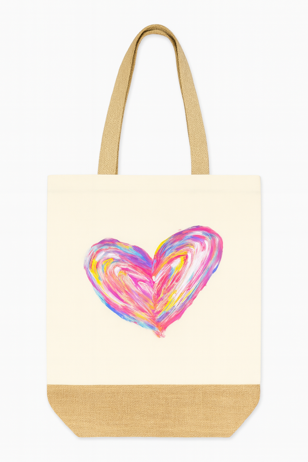 Jute Base Canvas Schultertasche Shopper XL beige XOXO leo Herz