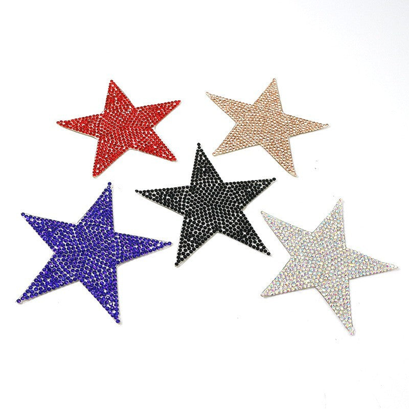 6,5cm Strass Stern Glitzer Patches zum Aufbügeln DIY Bügelbild für Kleidung