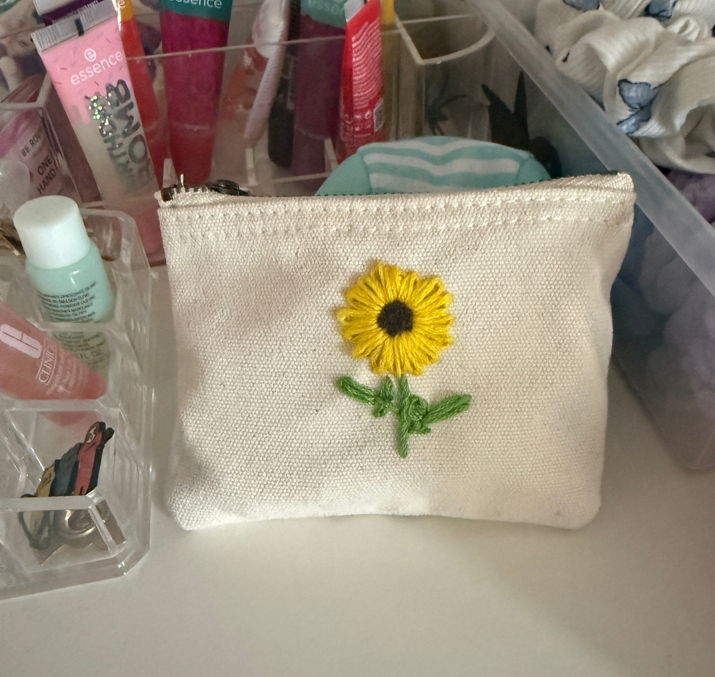 Handgestickte Baumwoll-Geldbörse XS – Herz, Stern, Blume uvm. – Unikat & Geschenk