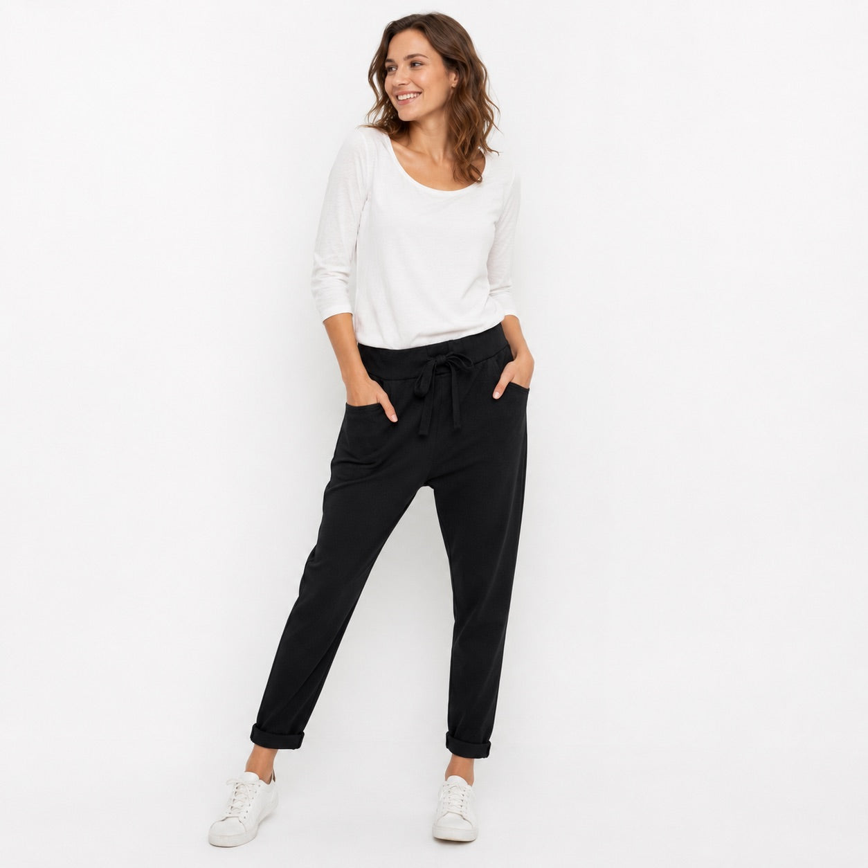 Wendy Trendy Damen Jogpants Jogger Baggy Hose Baumwolle Made in Italy S-XXL