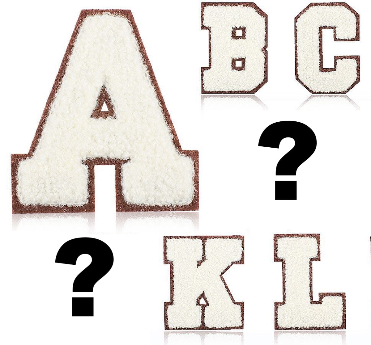 Creme 7cm Buchstaben A–Z Chenille Aufnäher Patches zum Aufbügeln für Kleidung DIY