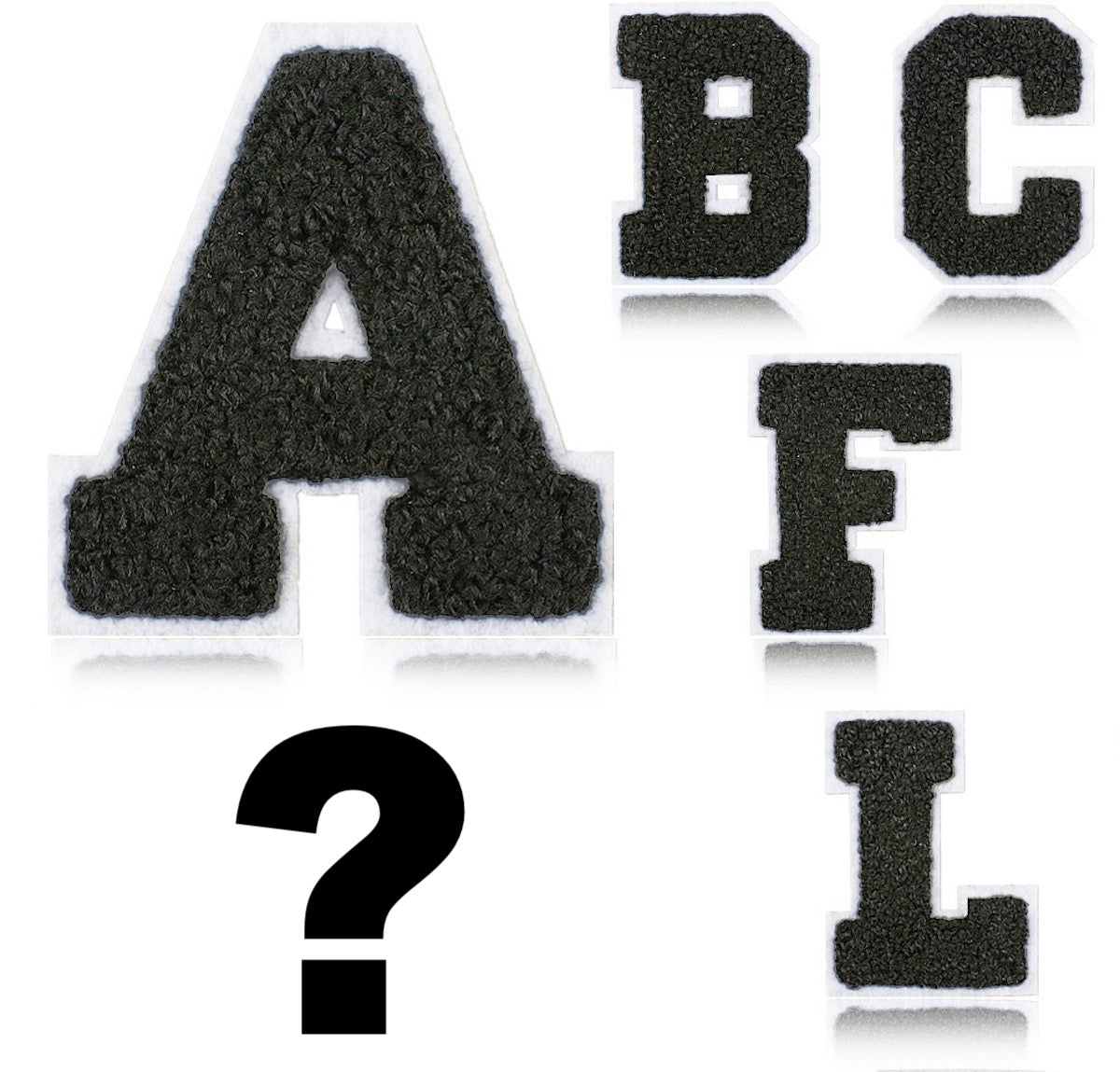 Schwarz Weiß 7cm Buchstaben A–Z Chenille Aufnäher Patches zum Aufbügeln für Kleidung DIY