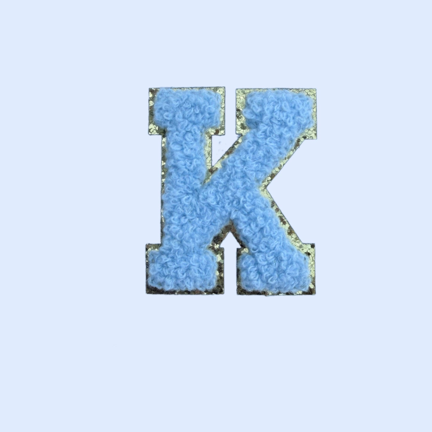 Hellblau A-Z Chenille Buchstaben Sticker Aufkleber Aufnäher für Handyhülle Kleidung Taschen DIY
