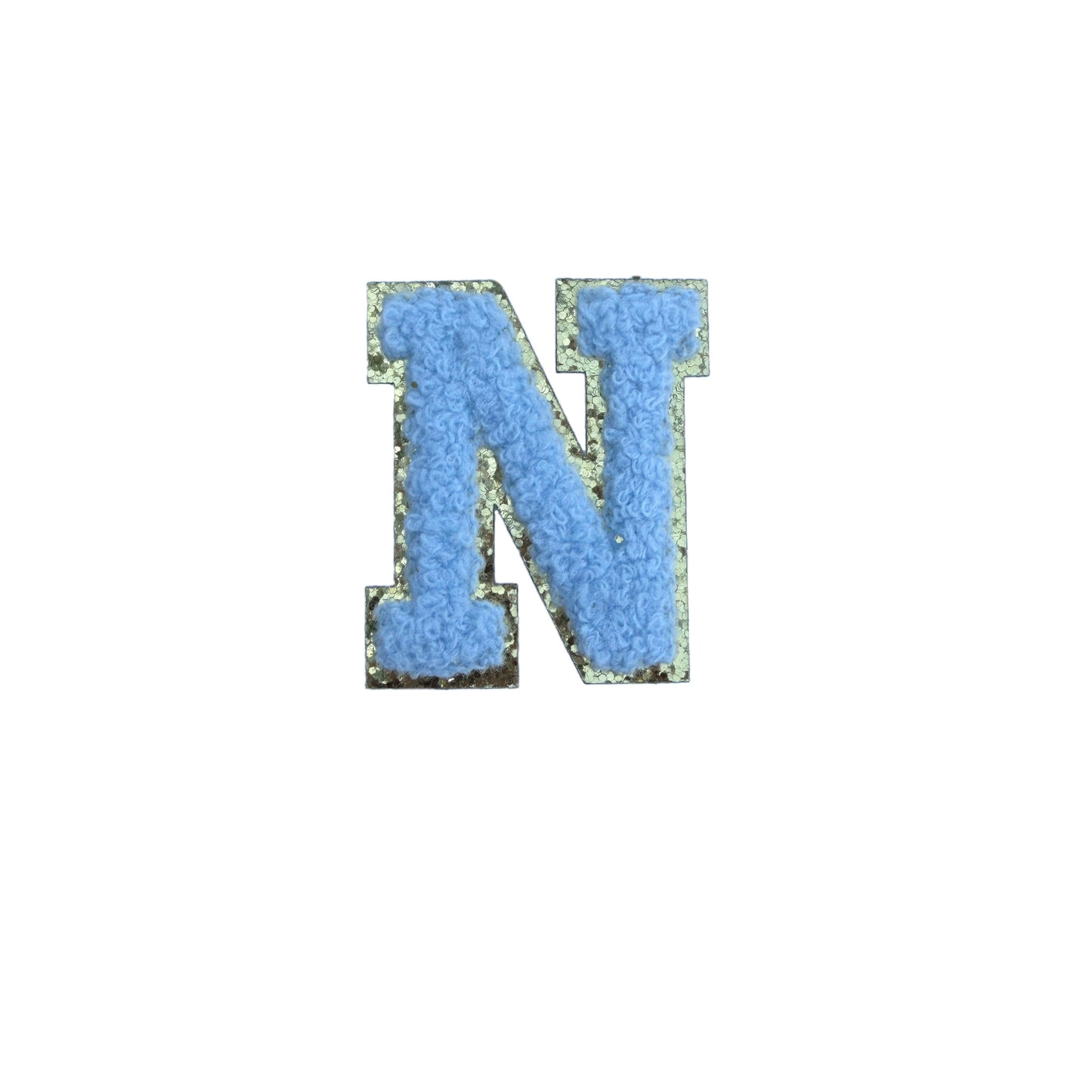 Hellblau A-Z Chenille Buchstaben Sticker Aufkleber Aufnäher für Handyhülle Kleidung Taschen DIY