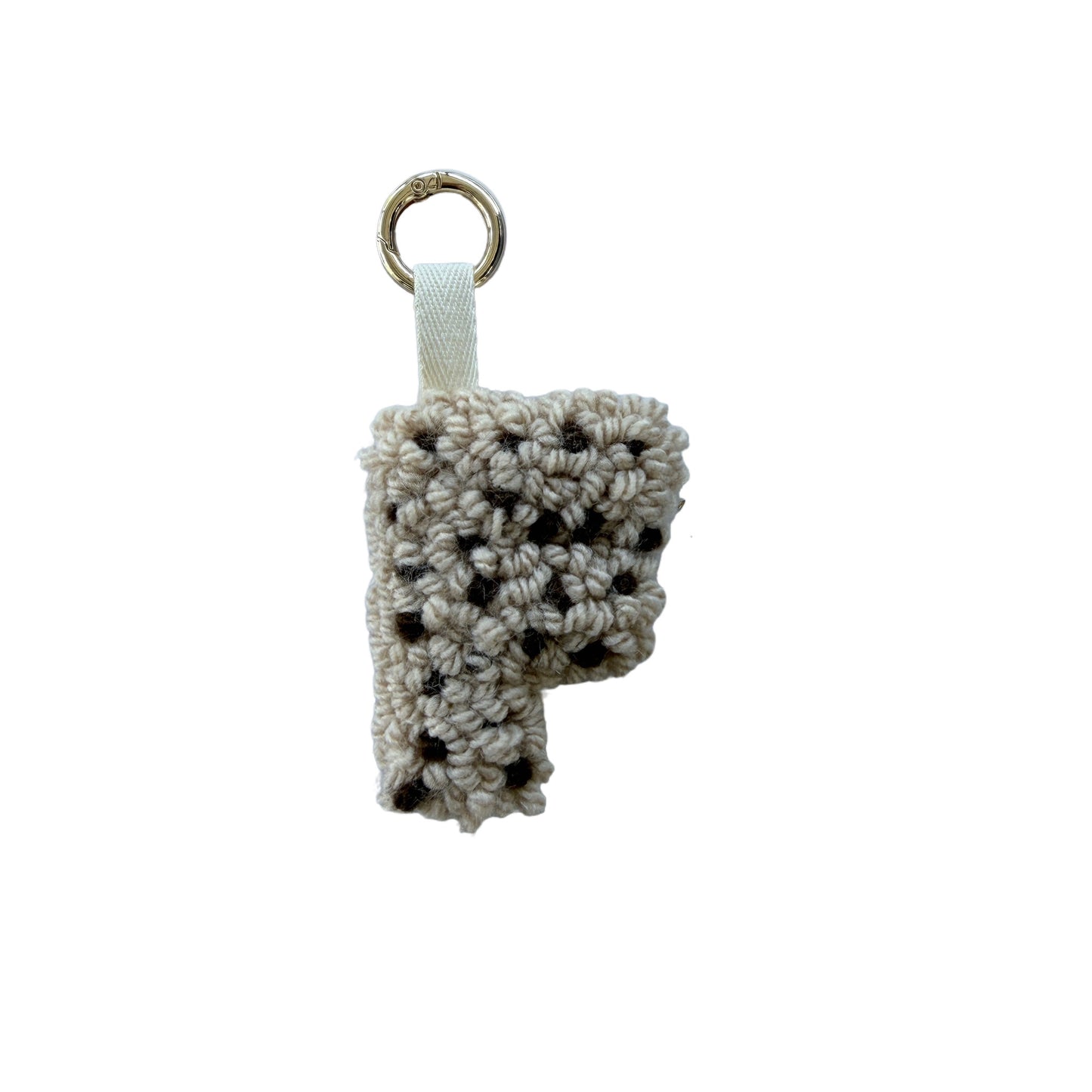 Beige Personalisierter Schlüsselanhänger Buchstabe Initiale Handmade Punch Needle Geschenk Freundin