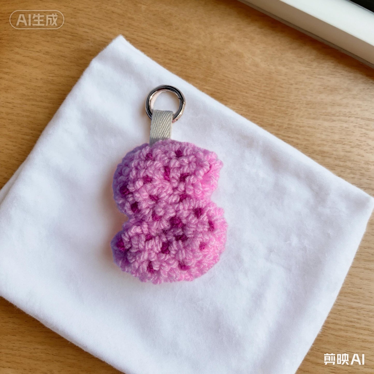 Rosa Personalisierter Schlüsselanhänger Buchstabe Initiale Handmade Punch Needle Geschenk Freundin