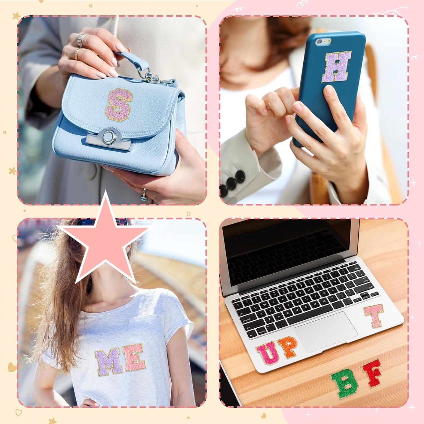 A Buchstaben-Aufnäher -Aufkleber für DIY-Kleidung Stoff Schuhe Taschen Handyhülle