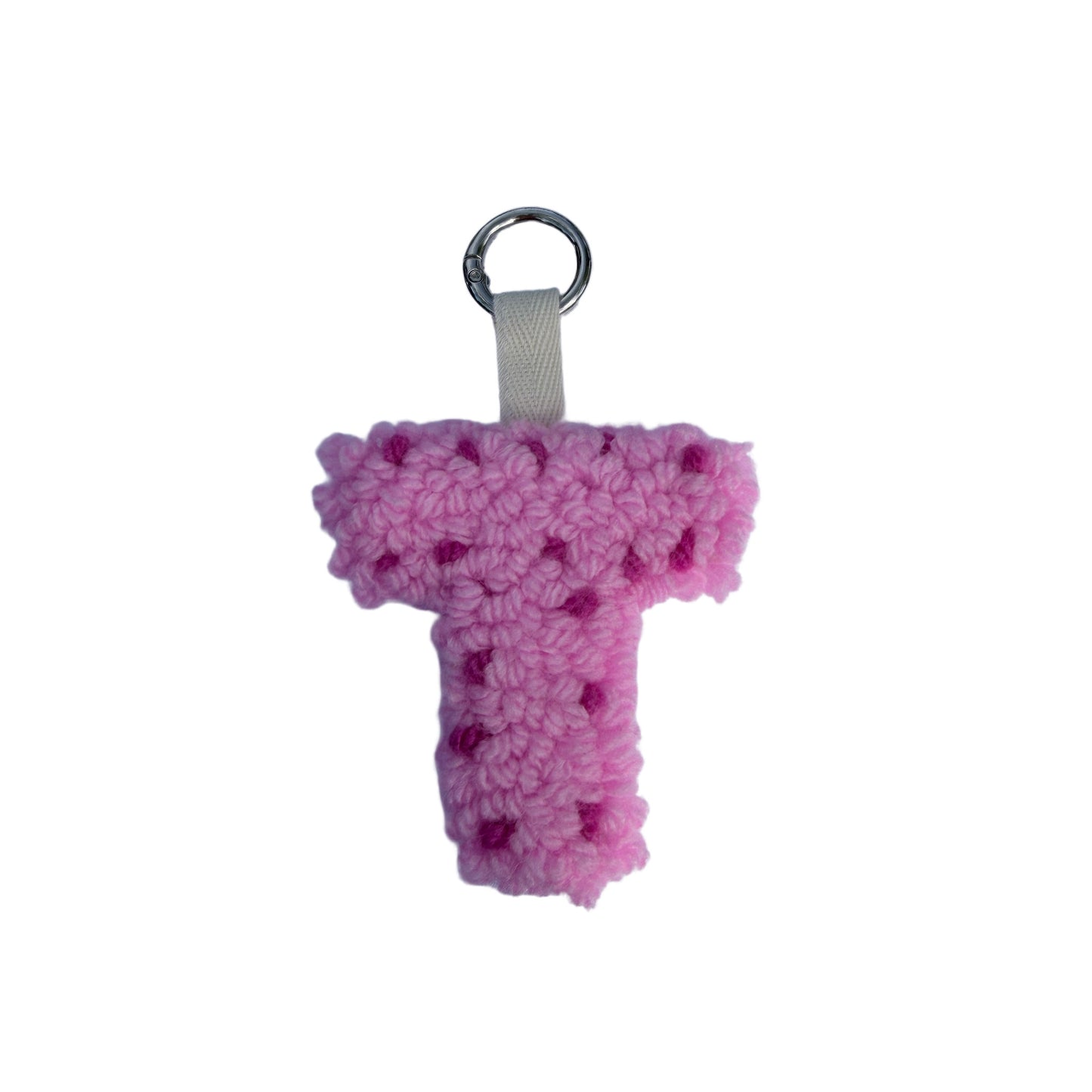 Rosa Personalisierter Schlüsselanhänger Buchstabe Initiale Handmade Punch Needle Geschenk Freundin