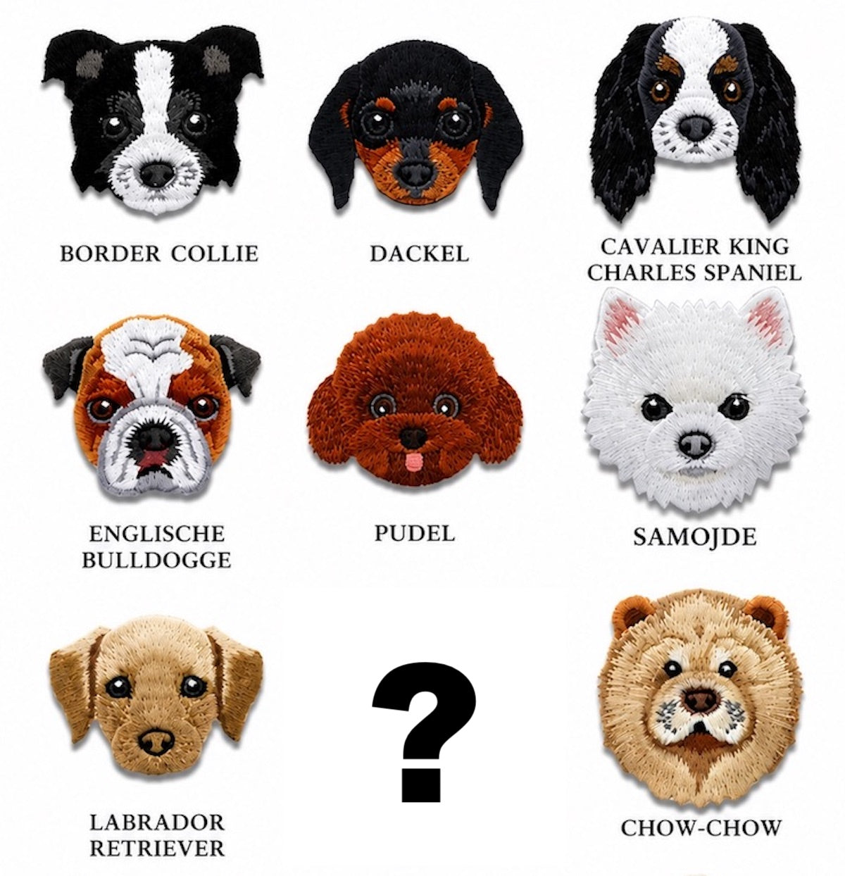 Hund Aufnäher Patch Serie A zum Aufbügeln Bügelbild 16 Hunderassen für Kleidung, Tasche, Jeans DIY