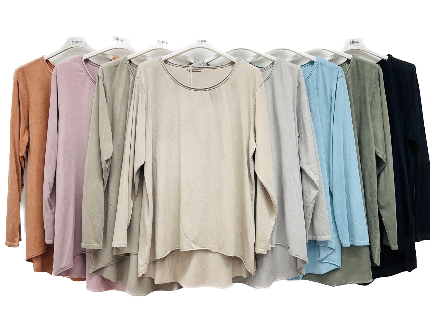 Damen Basic Shirt Baumwolle Lässig Longshirt Made in Italy Onesize 36-40