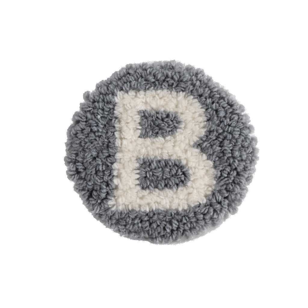 Buchstaben A-Z Untersetzer handmade | Punch Needle | grau weiß Stern Herz