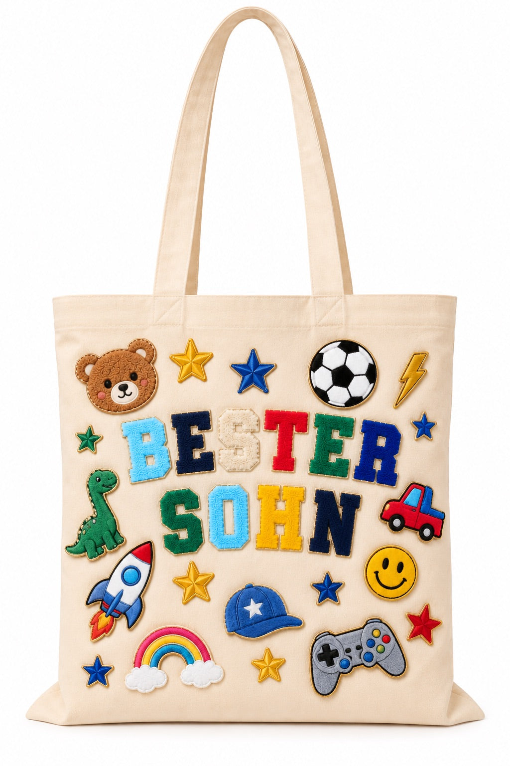 DIY Adventskalender 24 Tage – Frohe Weihnachten Set mit Patches & Shopper Tasche für Kinder
