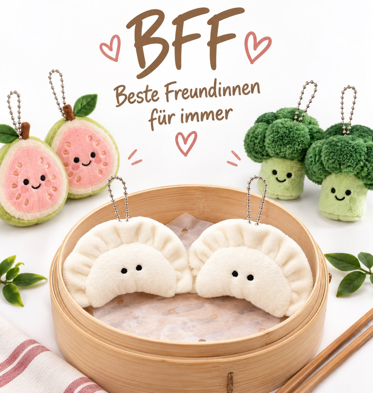 BFF Dumpling Brokkoli Guave Plüschtier Kuscheltier Knödel Teigtasche Food Plüschfigur Jiaozi Gyoza Mandu