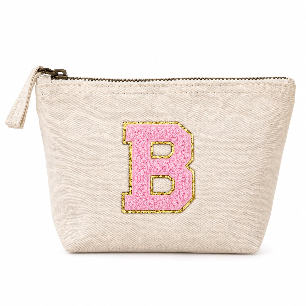 Rosa Initiale Beige Kosmetiktasche S • A–Z • Reise & Geschenkidee Buchstaben