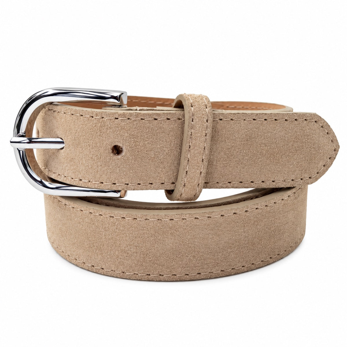 Damen Gürtel mit Wildleder-Oberfläche 3 cm Made in Italy Silber/Gold 85–100 cm