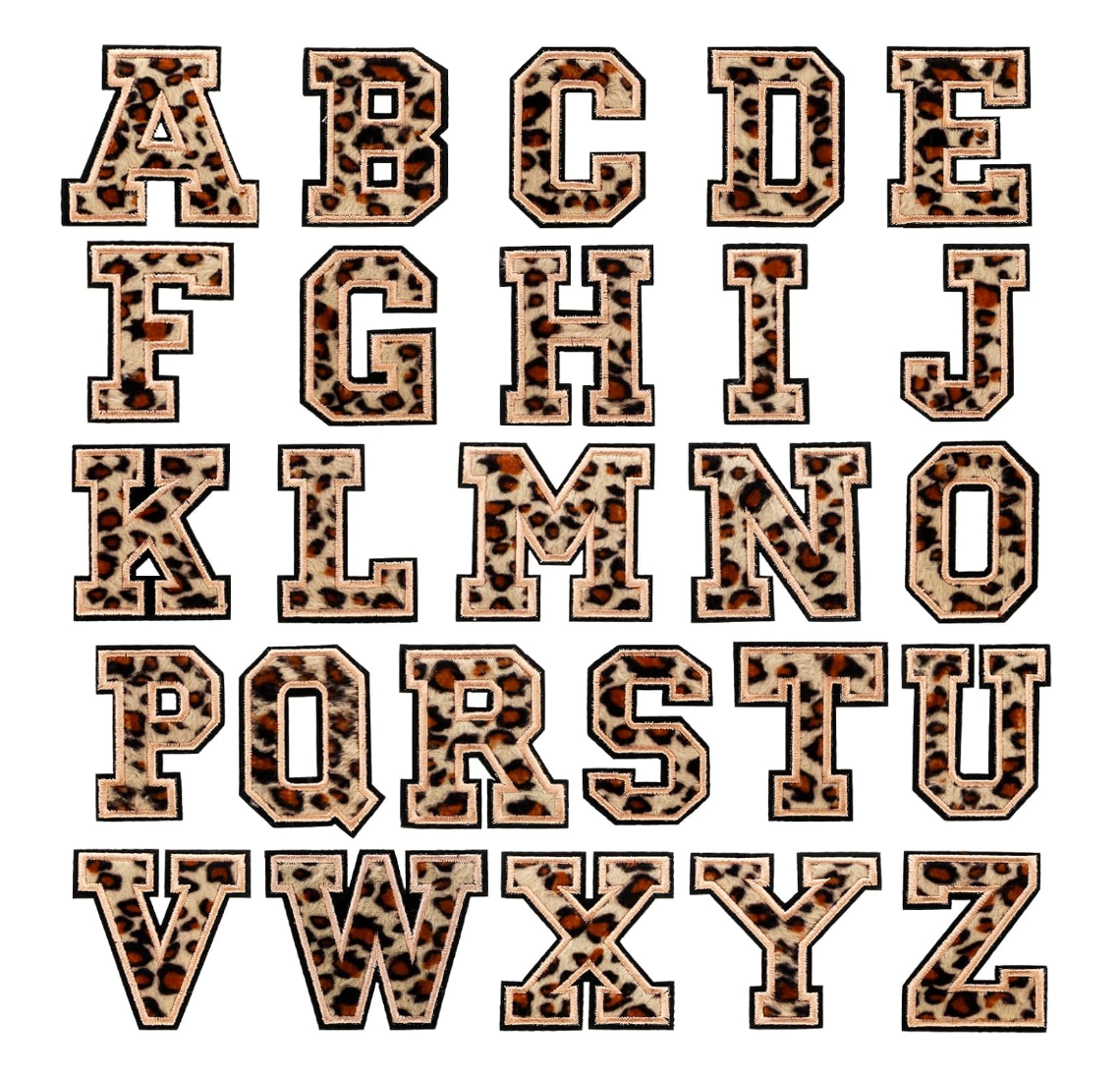 A-Z Buchstabenaufnäher Bügelbuchstaben für DIY-Kleidung Stoff Schuhe Taschen Leo
