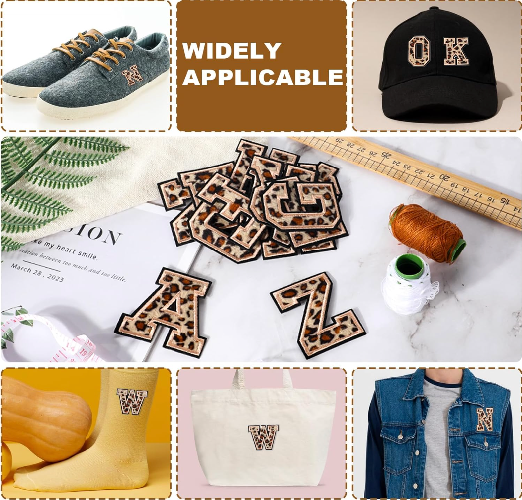 A-Z Buchstabenaufnäher Bügelbuchstaben für DIY-Kleidung Stoff Schuhe Taschen Leo