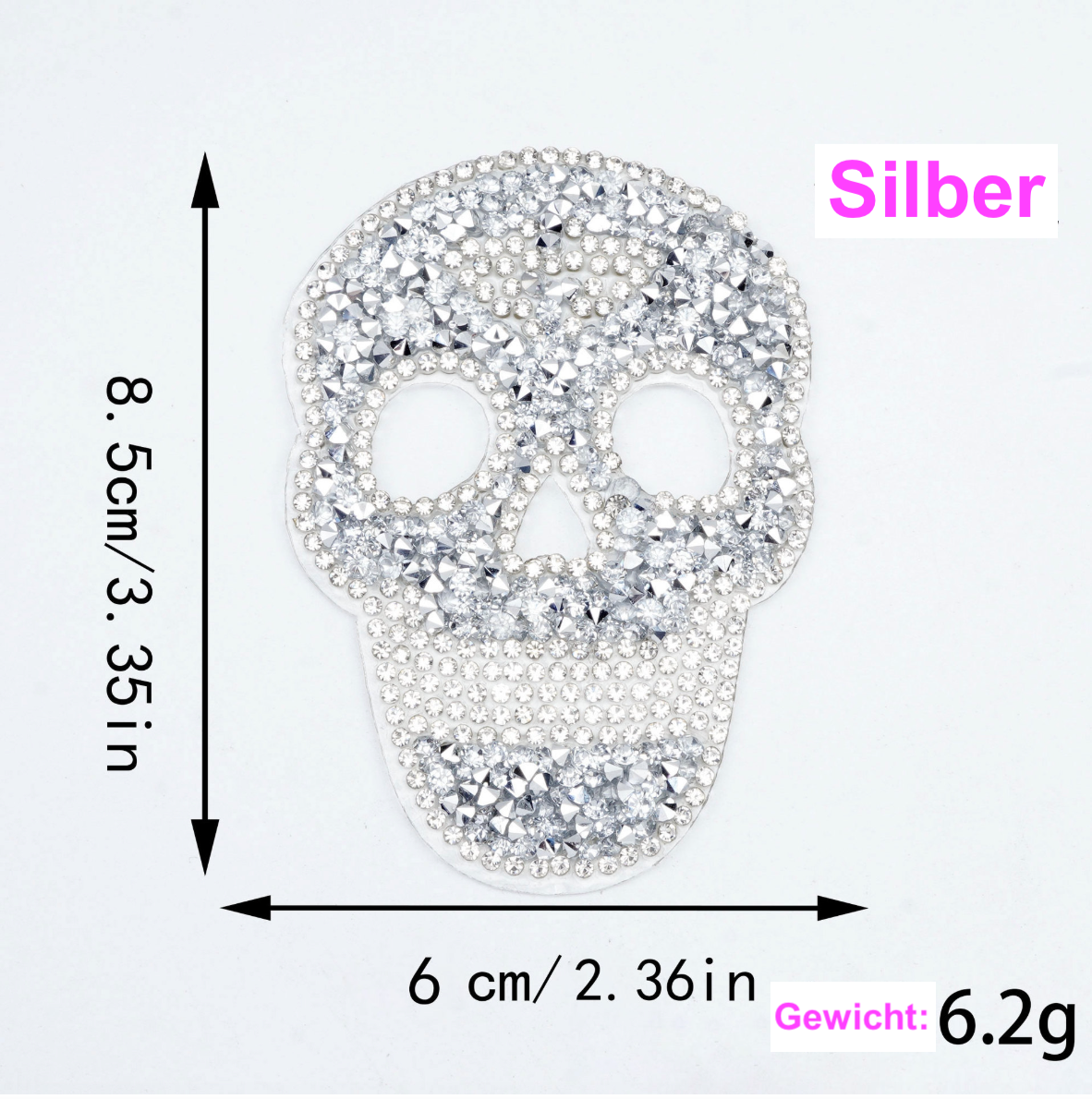 Skull Totenkopf Strass Kristall Patches zum Aufbügeln Aufkleber für Schuhe, Hüte, Kleidung, Taschen, Handyhülle DIY
