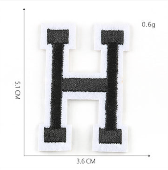schwarz 5cm A-Z Buchstaben-Aufbügeln Aufnäher DIY-Kleidung Schuhe Taschen Handyhülle