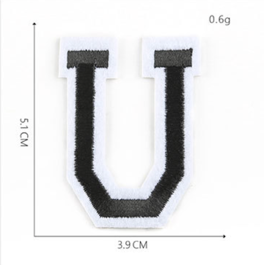 schwarz 5cm A-Z Buchstaben-Aufbügeln Aufnäher DIY-Kleidung Schuhe Taschen Handyhülle