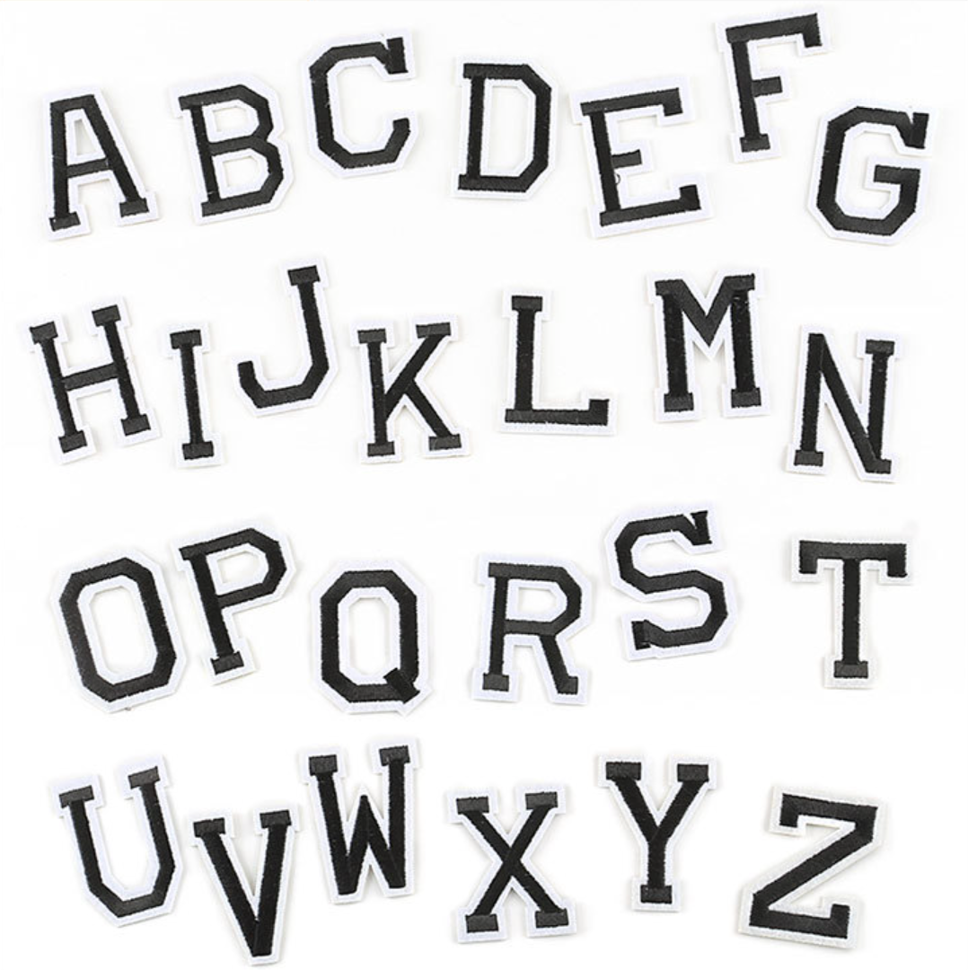 schwarz 5cm A-Z Buchstaben-Aufbügeln Aufnäher DIY-Kleidung Schuhe Taschen Handyhülle