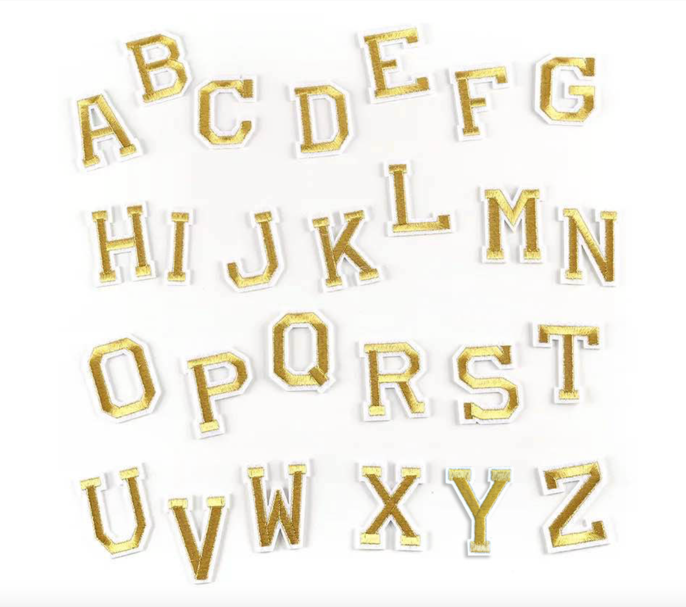 gold 5cm A-Z Buchstaben-Aufbügeln Aufnäher DIY-Kleidung Taschen Handyhülle