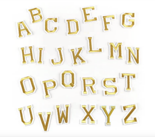 gold 5cm A-Z Buchstaben-Aufbügeln Aufnäher DIY-Kleidung Taschen Handyhülle
