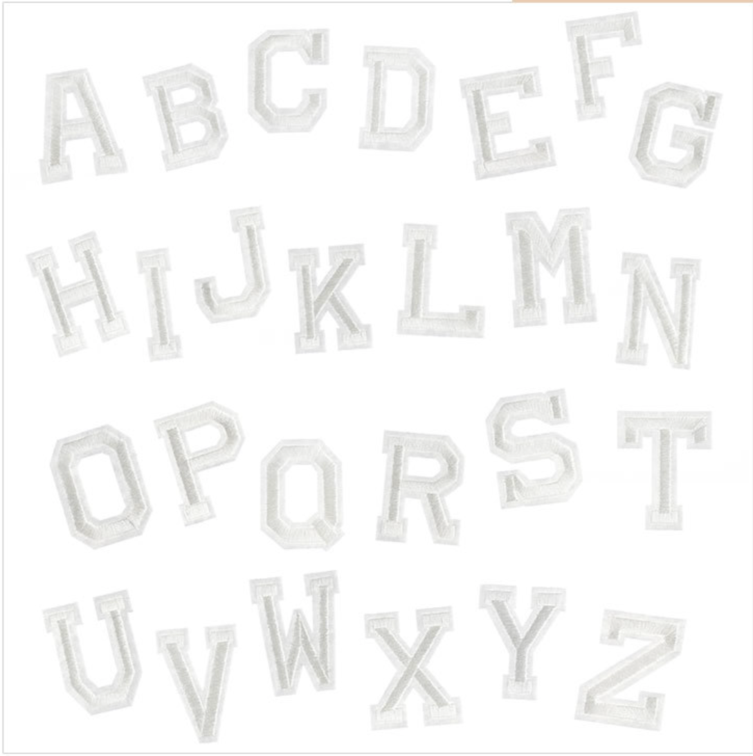 weiß 5cm A-Z Buchstaben-Aufbügeln Aufnäher DIY-Kleidung Taschen Handyhülle