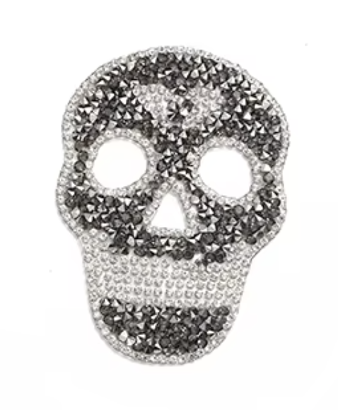 Skull Totenkopf Strass Kristall Patches zum Aufbügeln Aufkleber für Schuhe, Hüte, Kleidung, Taschen, Handyhülle DIY