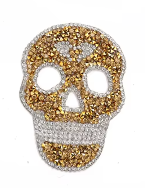 Skull Totenkopf Strass Kristall Patches zum Aufbügeln Aufkleber für Schuhe, Hüte, Kleidung, Taschen, Handyhülle DIY