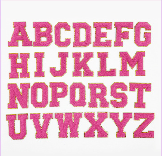 pink A-Z Chenille Buchstaben Sticker Aufkleber Aufnäher für Handyhülle Kleidung Taschen DIY
