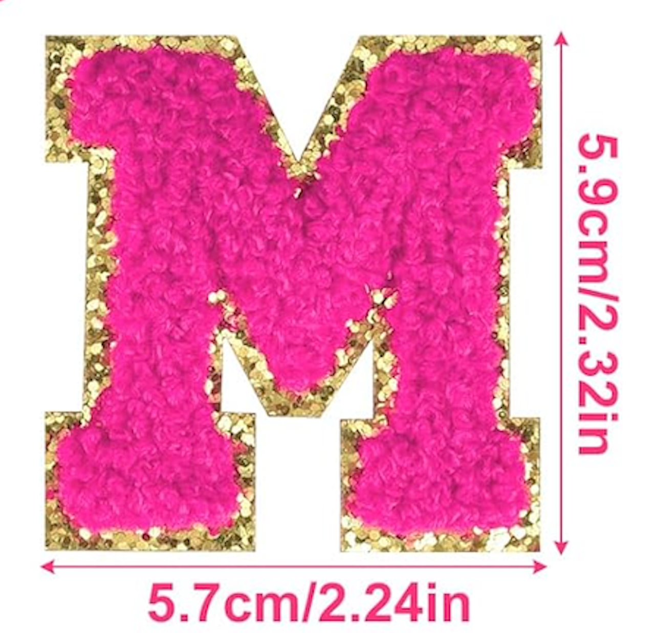 pink A-Z Chenille Buchstaben Sticker Aufkleber Aufnäher für Handyhülle Kleidung Taschen DIY
