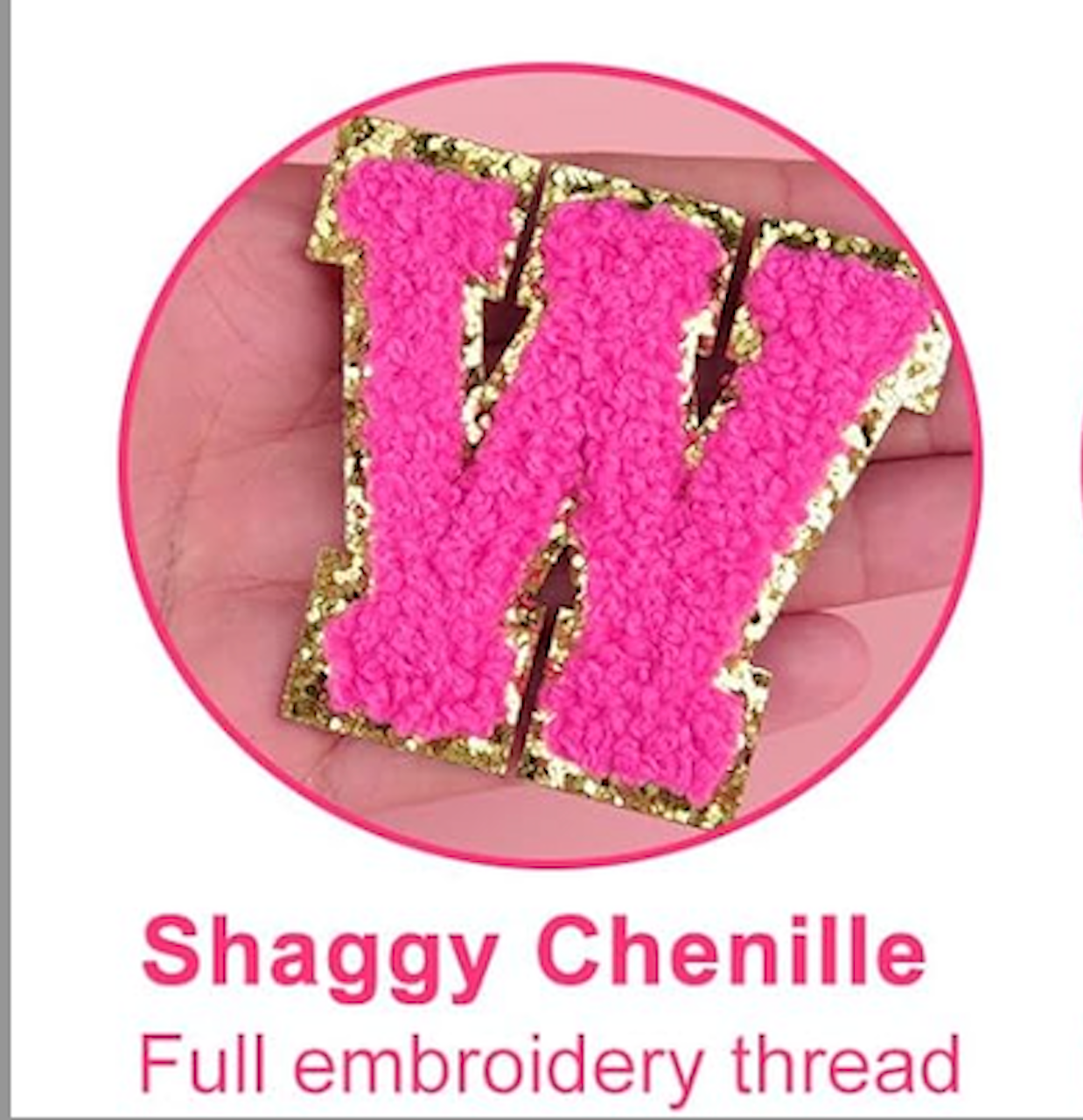 pink A-Z Chenille Buchstaben Sticker Aufkleber Aufnäher für Handyhülle Kleidung Taschen DIY