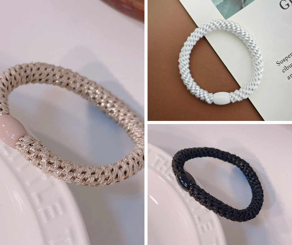 Trendy Haargummis 3er Pack | Elastisch & Haarschonend | One-Size | Beige/Rosa