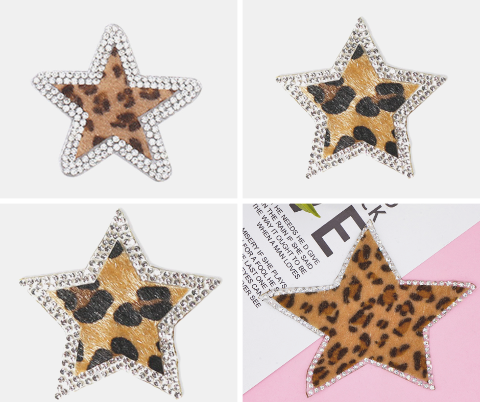 Leo Stern Glitzer Patches zum Aufbügeln Aufnäher DIY Bügelbild für Kleidung Tasche