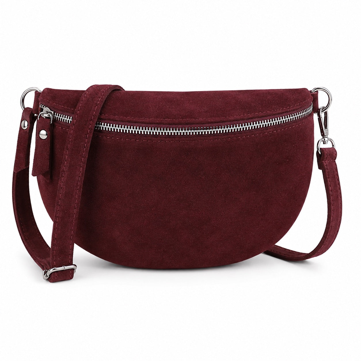 Damen Wildleder Crossbody Bag BASIC – Bauchtasche, Gürteltasche, Schulter- & Umhängetasche – S–L Beige Braun Schwarz