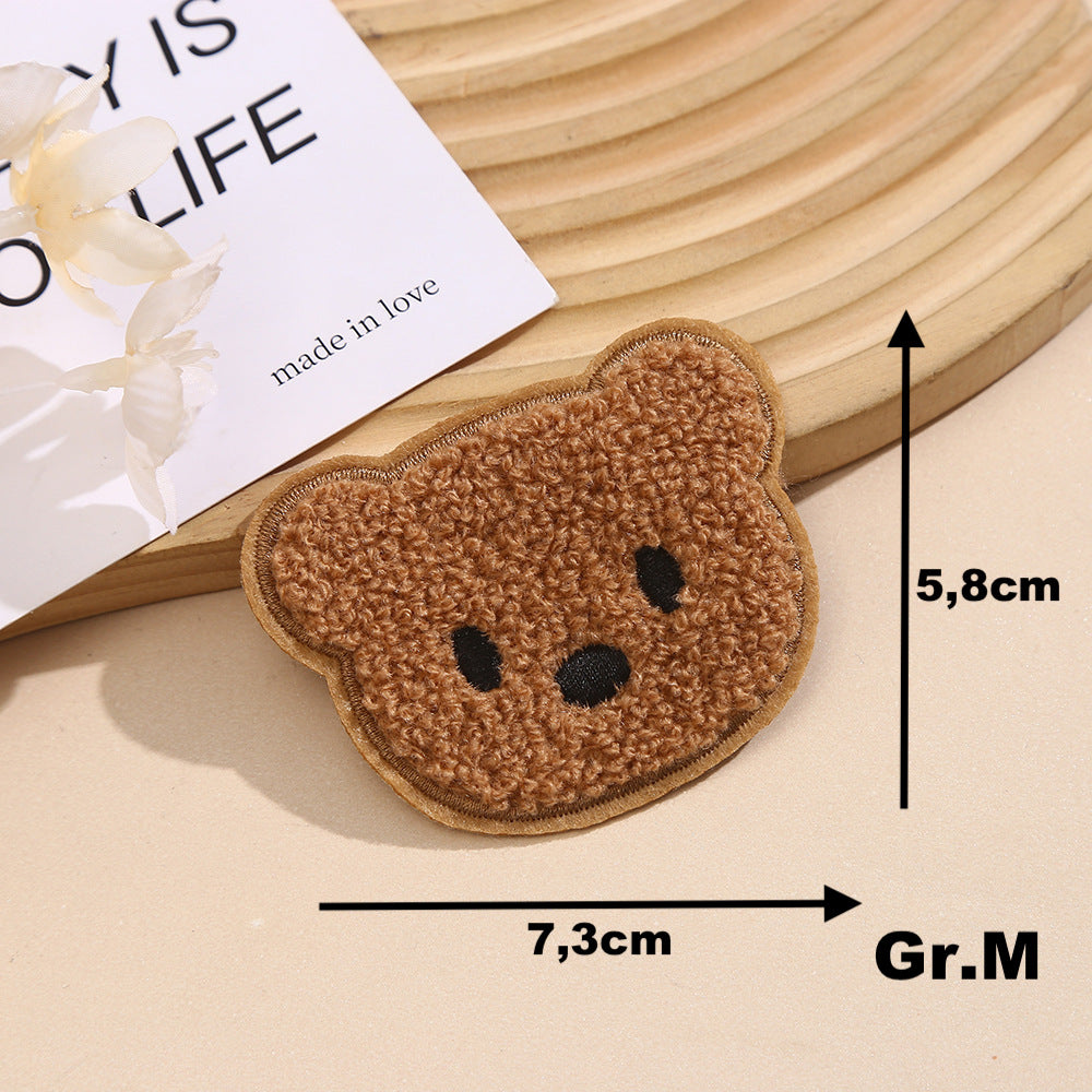Teddy Bär Patch Towel Look zum Aufnähen – Braun XS–M – Flauschig & Süß