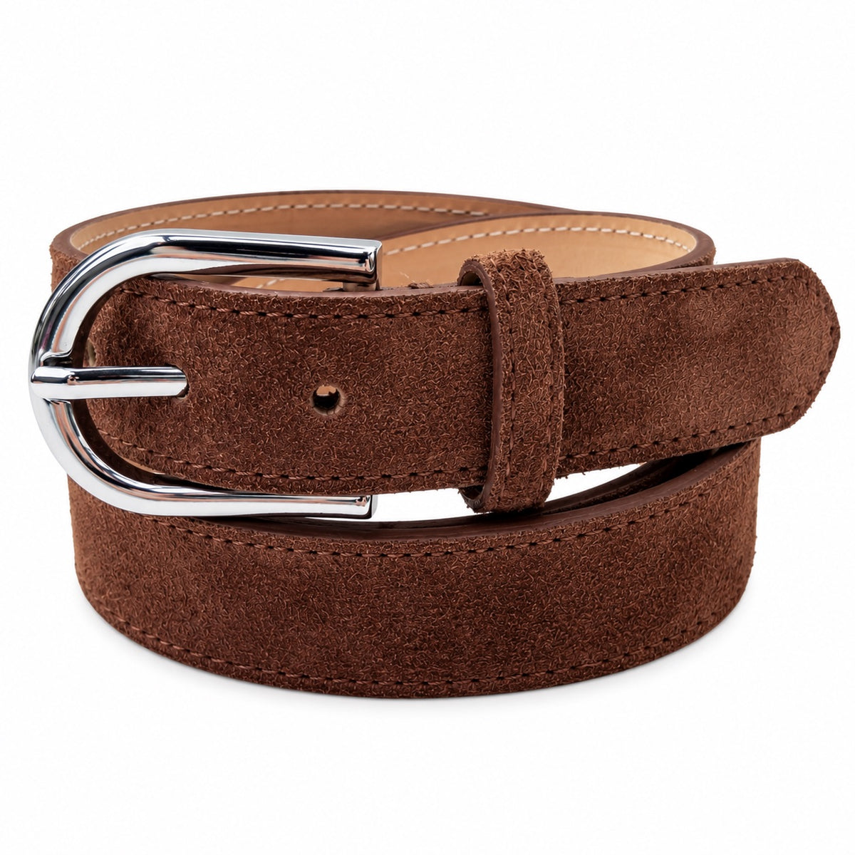 Damen Gürtel mit Wildleder-Oberfläche 3 cm Made in Italy Silber/Gold 85–100 cm