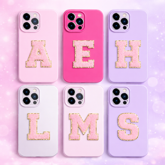 rosa A-Z Chenille Buchstaben Sticker Aufkleber Aufnäher für Handyhülle Kleidung Taschen DIY