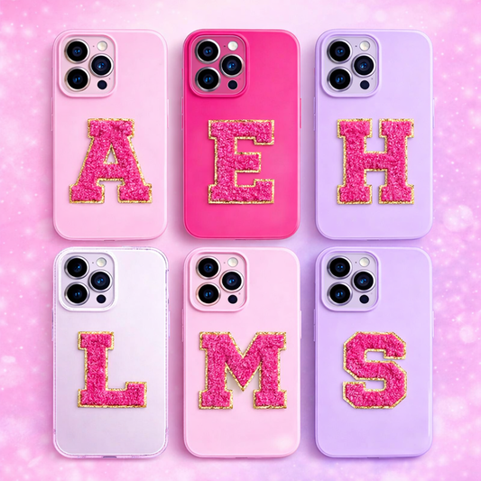 pink A-Z Chenille Buchstaben Sticker Aufkleber Aufnäher für Handyhülle Kleidung Taschen DIY
