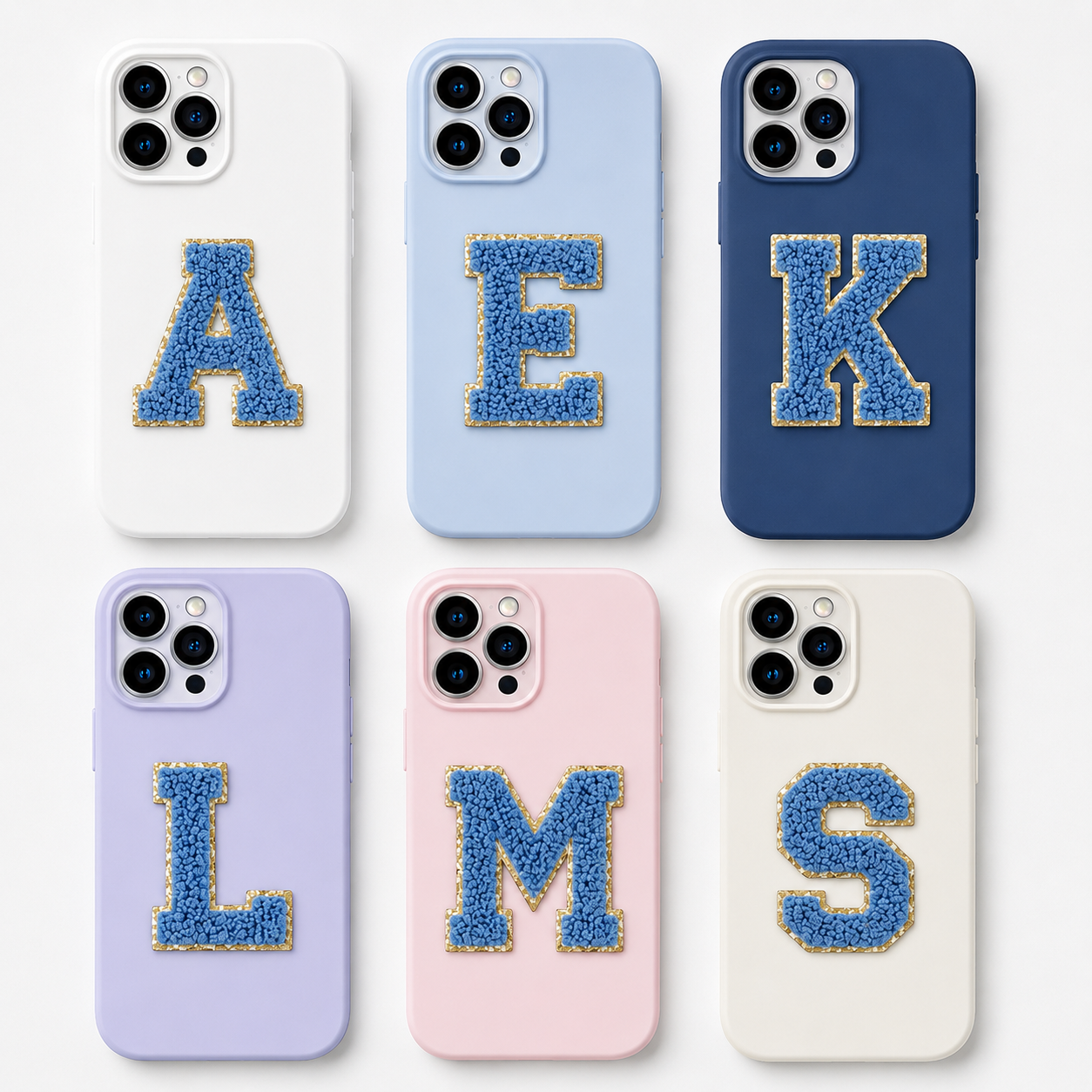 Jeansblau A-Z Chenille Buchstaben Sticker Aufkleber Aufnäher für Handyhülle Kleidung Taschen DIY