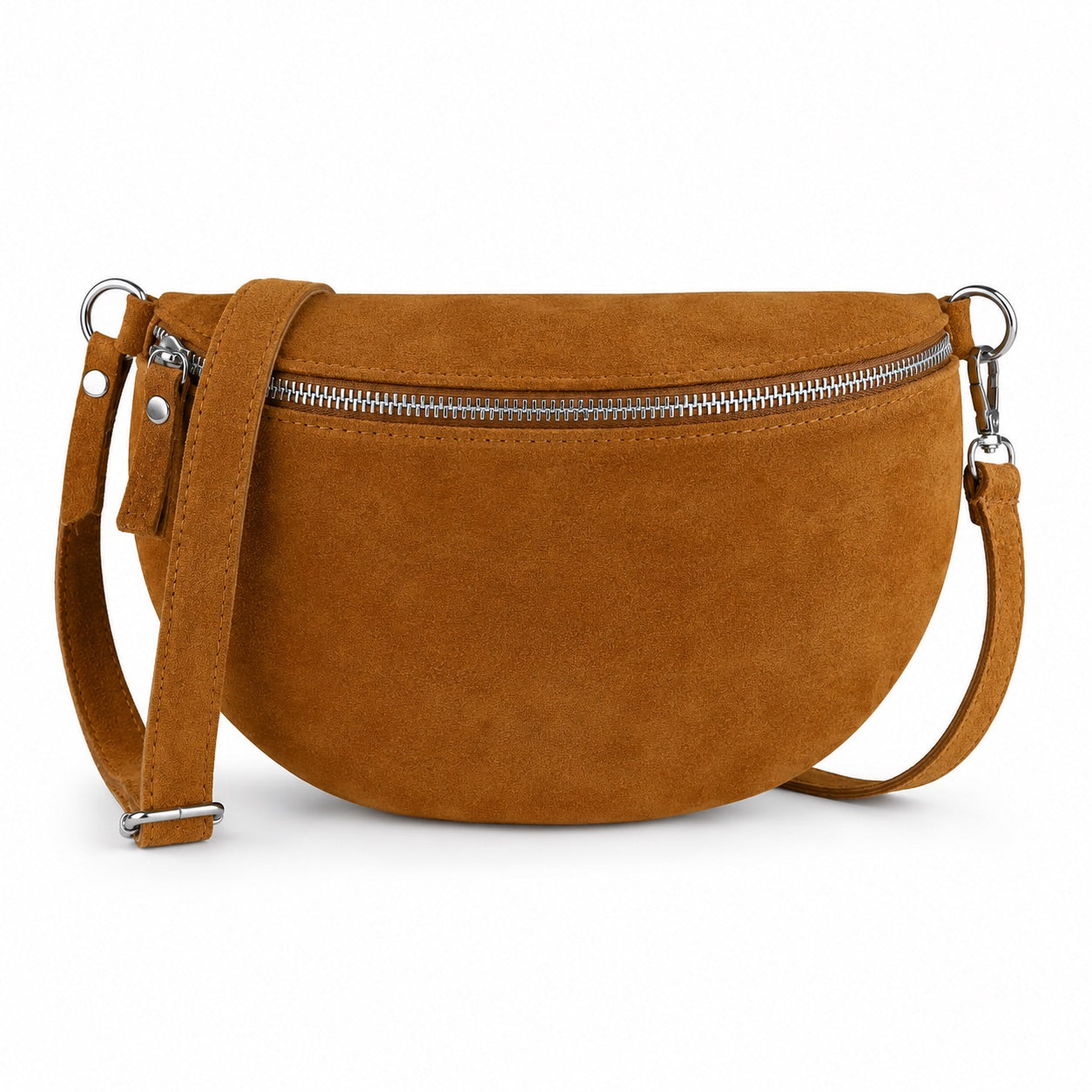 Damen Wildleder Crossbody Bag BASIC – Bauchtasche, Gürteltasche, Schulter- & Umhängetasche – S–L Beige Braun Schwarz