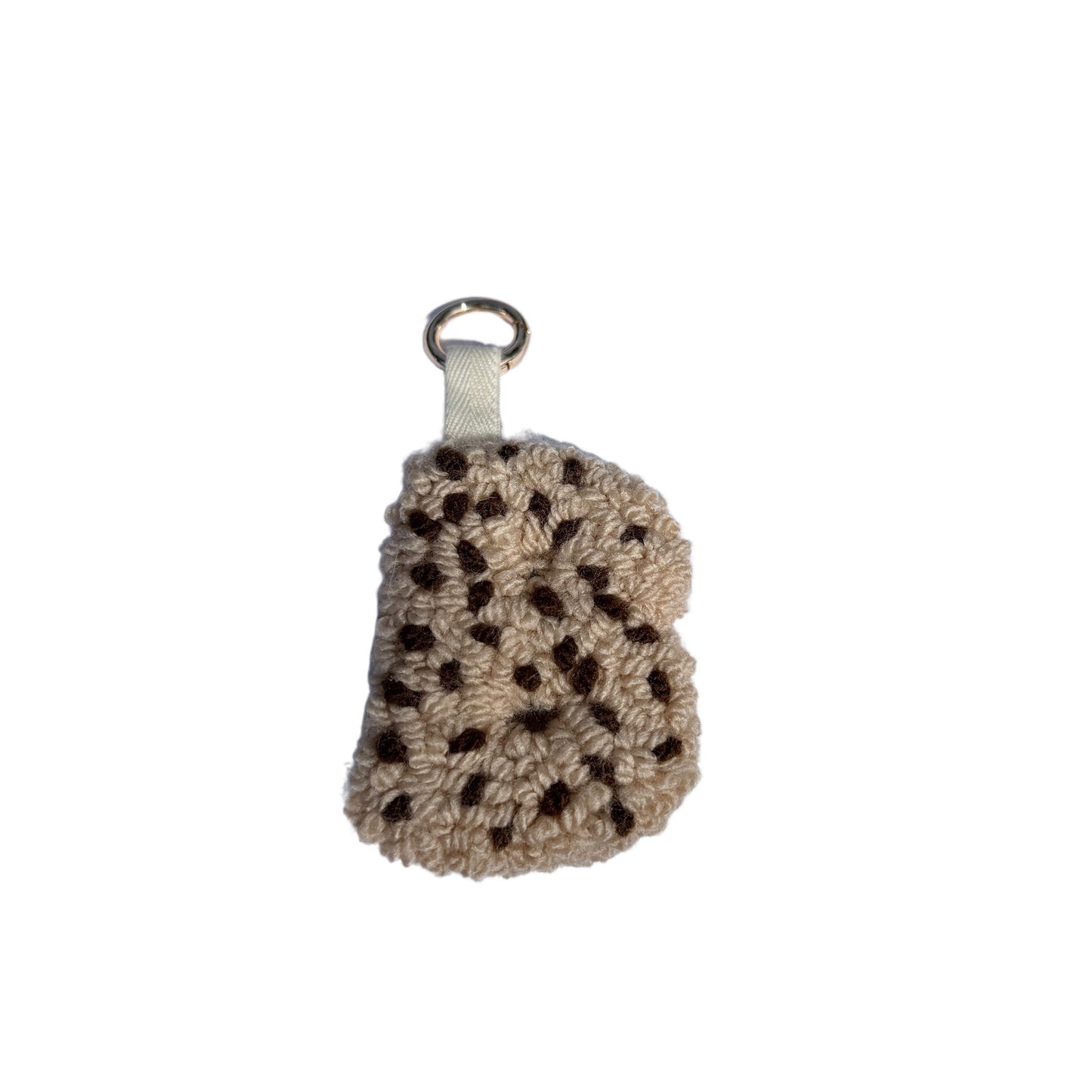 Beige Personalisierter Schlüsselanhänger Buchstabe Initiale Handmade Punch Needle Geschenk Freundin