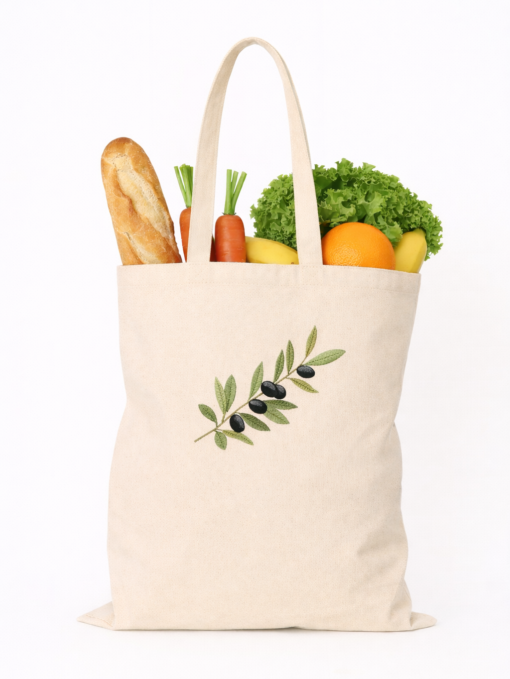 Baumwolle Shopper mit Glücksblätter Gänseblümchen Olive Herz – stylisch, praktisch